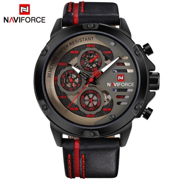 Naviforce Stylish Chronograph Watch in Leather for Men - Picture 1 of 12